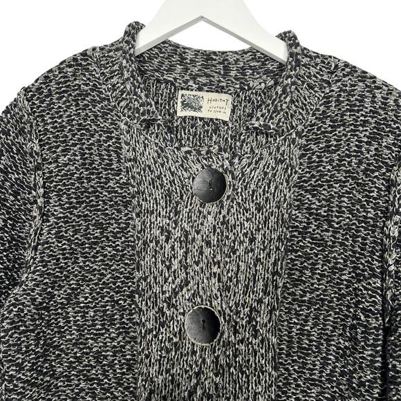 Habitat Knit Cardigan Sweater Jacket Black Gray - Picture 4 of 11